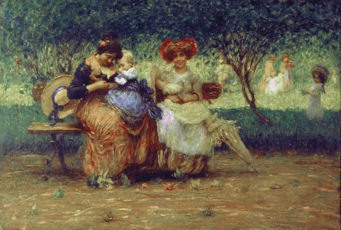 Framed Print : Our Children, by Angelo Dall'Oca Bianca, 1900 - 1905, 20th Century, oil on canvas - Private collection. Whole artwork view