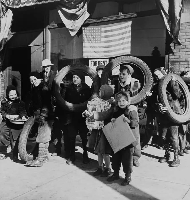 Framed Print : Children bringing scrap to the block Office of Civilian Defense headquarters. Chicago Nov. 1943 Framed Print : Children bringing scrap to the block Office of Civilian Defense headquarters. Chicago Nov. 1943