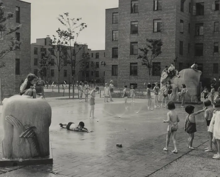 Framed Print : Children playing in courtyard fountains of the Jane Addams Homes housing project. The Chicago apartments were built in 1938 by Franklin D. Roosevelt's WPA Program Framed Print : Children playing in courtyard fountains of the Jane Addams Homes housing project. The Chicago apartments were built in 1938 by Franklin D. Roosevelt's WPA Program