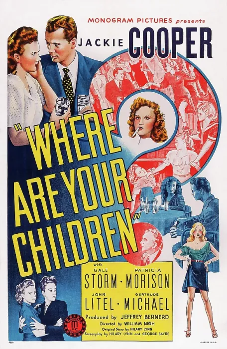 Framed Print : WHERE ARE YOUR CHILDREN?, US poster art, top left from left: Gale Storm, Jackie Cooper, 1943