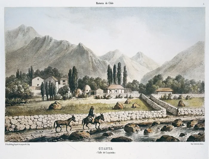 Framed Print : Chile (1854). Guanta, in Coquimbo valley. Litography. - Iberfoto / Everett Collection (280895)**US SALES ONLY** Framed Print : Chile (1854). Guanta, in Coquimbo valley. Litography. - Iberfoto / Everett Collection (280895)**US SALES ONLY**
