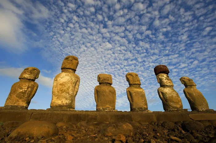 Framed Print : CHILE. VALPARAISO. Ahu Tongariki. Easter Island. Rapa Nui National Park. Rapa Nui National Park. Northeast coast. The 15 moais of Ahu Tongariki. View of Ahu or sacred platform