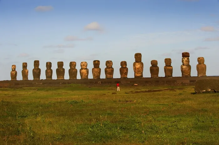 Framed Print : CHILE. VALPARAISO. Ahu Tongariki. Easter Island. Rapa Nui National Park. Rapa Nui National Park. Northeast coast. The 15 moais of Ahu Tongariki. Art of Oceania. Sculpture