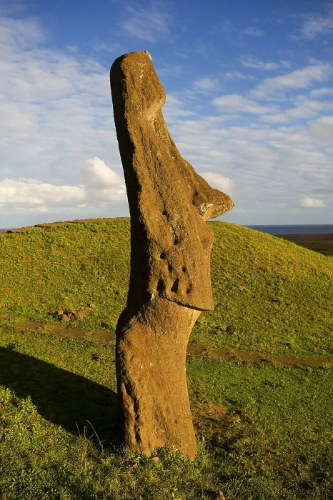 Framed Print : CHILE. VALPARAISO. Ahu Tongariki. Easter Island. Rapa Nui National Park. South coast. Slopes of Rano Kao vulcano. Sacred site. Moai quarry. Art of Oceania. Sculpture