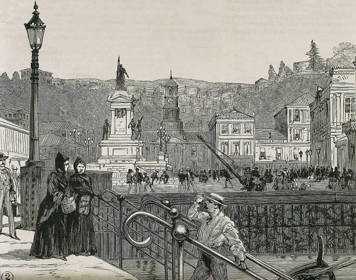 Framed Print : Chile. Valparaso. Square in 1891. Engraving. AISA / Everett Collection**US SALES ONLY**