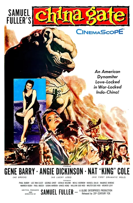 Framed Print : CHINA GATE, US poster, from left: Angie Dickinson, Gene Barry, Nat King Cole, 1957, TM and copyright 20th Century Fox Film Corp. All rights reserved