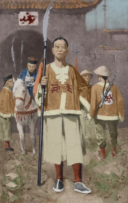 Framed Print : Chinese Boxer soldiers with a Mandarin leader, c. 1899-1900 Framed Print : Chinese Boxer soldiers with a Mandarin leader, c. 1899-1900