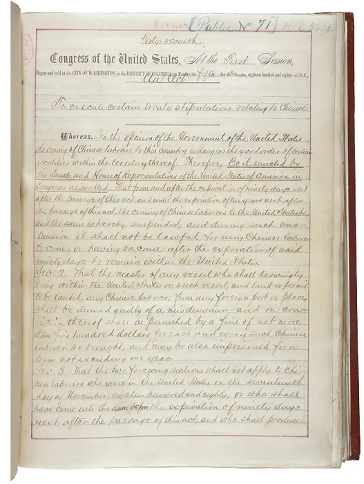 Framed Print : The Chinese Exclusion Act was approved on May 6, 1882. It was the first significant law restricting immigration into the United States