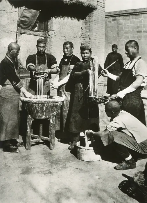 Framed Print : Chinese men prepare noodles in Manchuria. Ca. 1930s. - (BSLOC_2014_15_152)