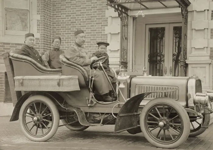 Framed Print : Chinese minister and diplomats in an automobile, Washington, D.C. in 1904. Inner Manchuria, in which the Russo-Japanese War was fought, was nominally Chinese territory