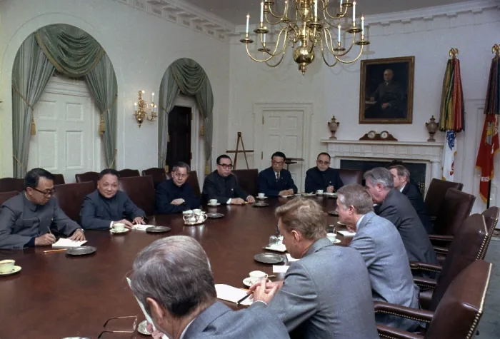 Framed Print : Chinese Vice Premier Deng Xiaoping and US President Jimmy Carter in a high level meeting with senior advisors during Deng's State Visit in January 1979 Framed Print : Chinese Vice Premier Deng Xiaoping and US President Jimmy Carter in a high level meeting with senior advisors during Deng's State Visit in January 1979