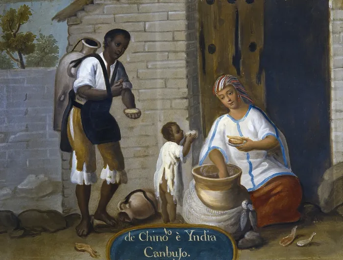 Framed Print : De Chino e India, Cambujo.' (From a Chinese and an Indian, 'Cambujo'). Circa 1775 - 1800. Casta paintings. Mexican school. Colonial baroque. Painting. SPAIN Framed Print : De Chino e India, Cambujo.' (From a Chinese and an Indian, 'Cambujo'). Circa 1775 - 1800. Casta paintings. Mexican school. Colonial baroque. Painting. SPAIN