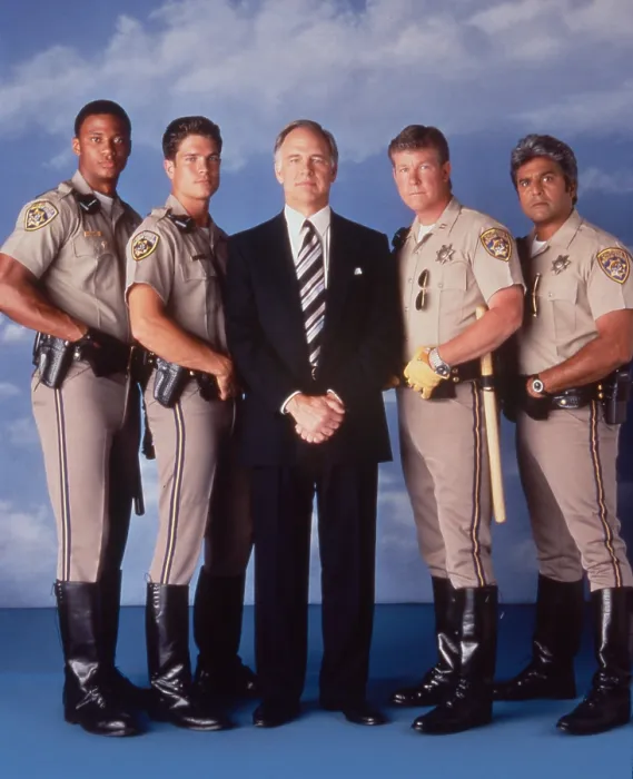 Framed Print : CHIPS 99, from left: David Ramsey, Paul Korver, Robert Pine, Larry Wilcox, Erik Estrada, 1998 Framed Print : CHIPS 99, from left: David Ramsey, Paul Korver, Robert Pine, Larry Wilcox, Erik Estrada, 1998