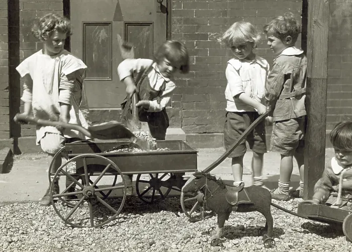 Framed Print : Chrildren playing with rocks, a wagon and a toy pony. Photograph by Jessie Tarbox Beals, 1915 Framed Print : Chrildren playing with rocks, a wagon and a toy pony. Photograph by Jessie Tarbox Beals, 1915