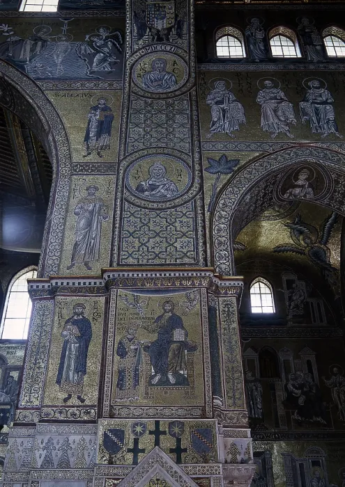 Framed Print : Christ crowning King William II, by Unknown Artist, 11th Century, mosaic - Italy, Sicily, Monreale, Cathedral of Saint Mary Nuova. Detail Framed Print : Christ crowning King William II, by Unknown Artist, 11th Century, mosaic - Italy, Sicily, Monreale, Cathedral of Saint Mary Nuova. Detail