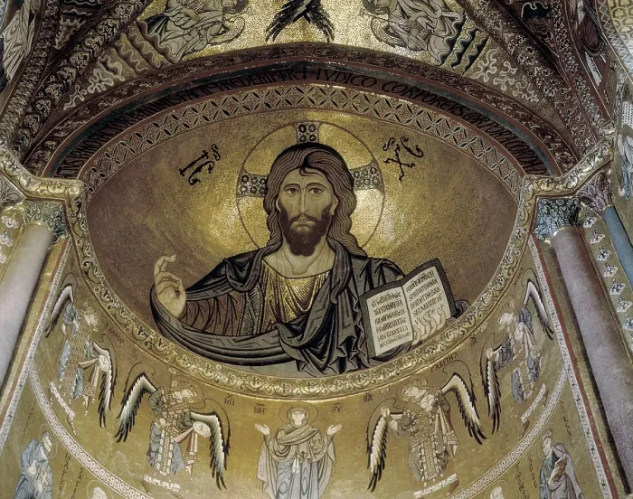 Framed Print : Christ Pantocreator. 1148. ITALY. Cefal. Cathedral. Located in the apse. Middle Byzantine art. Mosaic. AISA / Everett Collection**US SALES ONLY**