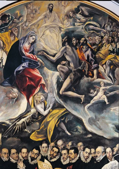 Framed Print : Christ in Piet Between Saints Christopher and Anthony the Abbot, by Domenico Theotokpulos known as El Greco, 1586, 16th Century, oil on canvas, - Spain, Castiglia Mancia, Toledo