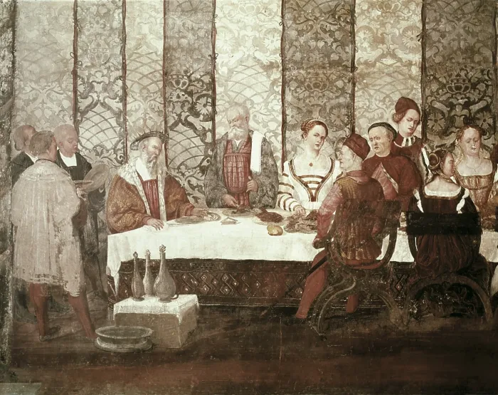 Framed Print : CHRISTIAN I (1426-1481). King of Denmark (1448-1481) and Sweden (1448-1481). 'King Christian I of Denmark in a banquet in the castle' Framed Print : CHRISTIAN I (1426-1481). King of Denmark (1448-1481) and Sweden (1448-1481). 'King Christian I of Denmark in a banquet in the castle'