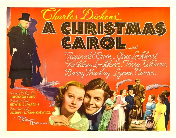 Framed Print : A CHRISTMAS CAROL, from left: Reginald Owen, Lynne Carver, Barry MacKay, Kathleen Lockhart, Gene Lockhart, Terry Kilburn, 1938