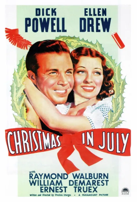 Framed Print : CHRISTMAS IN JULY, l-r: Dick Powell, Ellen Drew on poster art, 1940 Framed Print : CHRISTMAS IN JULY, l-r: Dick Powell, Ellen Drew on poster art, 1940