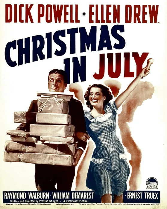 Framed Print : CHRISTMAS IN JULY, from left: Dick Powell, Ellen Drew on window card, 1940
