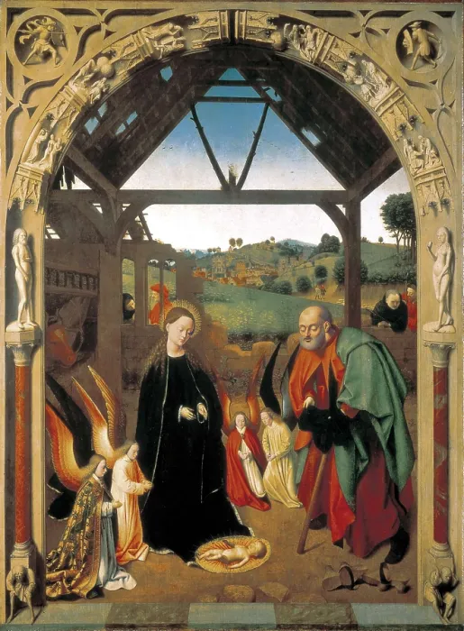 Framed Print : Christus, Petrus (1410-1475). The Nativity. ca. 1450. Flemish art. Oil on wood. UNITED STATES OF AMERICA. Washington. National Gallery of Art Framed Print : Christus, Petrus (1410-1475). The Nativity. ca. 1450. Flemish art. Oil on wood. UNITED STATES OF AMERICA. Washington. National Gallery of Art
