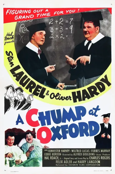 Framed Print : A CHUMP AT OXFORD, top and bottom l-r: Stan Laurel, Oliver Hardy on poster art, 1940