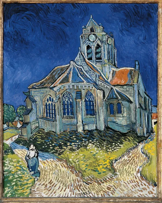 Framed Print : The Church at Auvers, by Vincent Van Gogh, 1890, 19th Century, oil on canvas, cm 94 x 74 - France, Ile de France, Paris, Muse dOrsay, RF 1951-42. All