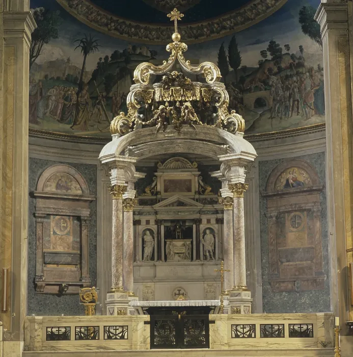 Framed Print : Church of the Holy Cross of Jerusalem, by Domenico Gregorini, Pietro Passalacqua, 1740 - 1758, 18th Century, architecture - Italy, Lazio, Rome. Detail