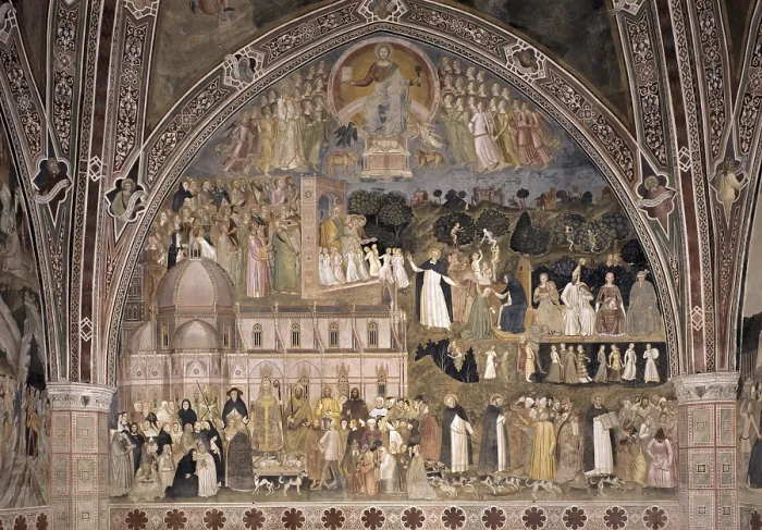 Framed Print : The Church Militant and Triumphant (La Chiesa militante e trionfante), by Andrea di Bonaiuto, 1365-1367, 14th Century, fresco - Italy, Tuscany, Florence