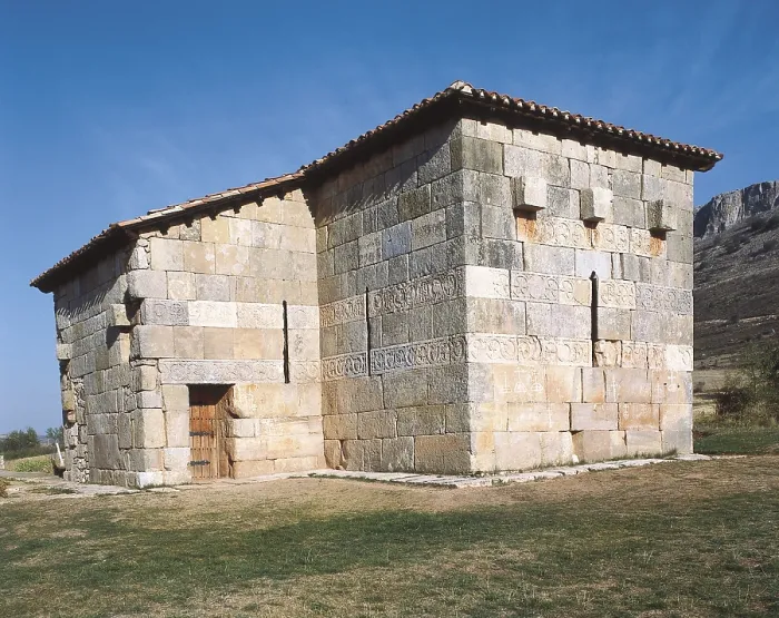 Framed Print : Church of Saint Mary. 7th c. SPAIN. Mambrillas de Lara. Quintanilla de las Vinas. Church of Santa Maria. Western faade. Visigothic art. Architecture. - J