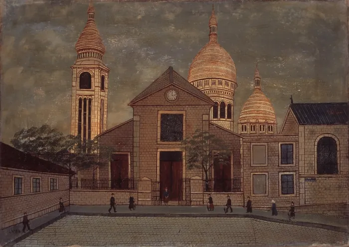 Framed Print : The church of Saint Pierre in Montmartre, by Louis Vivin, 1925, 20th Century, oil on canvas, 39, 3 x 56, 5 cm - Private collection. Whole artwork view Framed Print : The church of Saint Pierre in Montmartre, by Louis Vivin, 1925, 20th Century, oil on canvas, 39, 3 x 56, 5 cm - Private collection. Whole artwork view