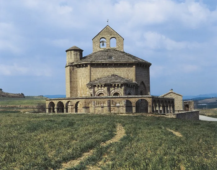Framed Print : Church of Santa Maria de Eunate. 12th c. SPAIN. NAVARRE. MuruzAbal. Built by the Order of the Temple next to the Santiago Route. Romanesque art. Architecture. - J Framed Print : Church of Santa Maria de Eunate. 12th c. SPAIN. NAVARRE. MuruzAbal. Built by the Order of the Temple next to the Santiago Route. Romanesque art. Architecture. - J