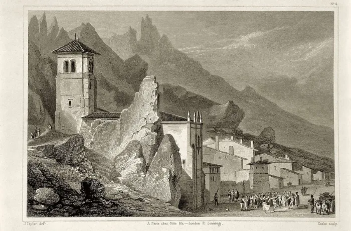 Framed Print : Church of the town of Pancorvo. Engraving. SPAIN. Madrid. National Library. AISA / Everett Collection**US SALES ONLY**