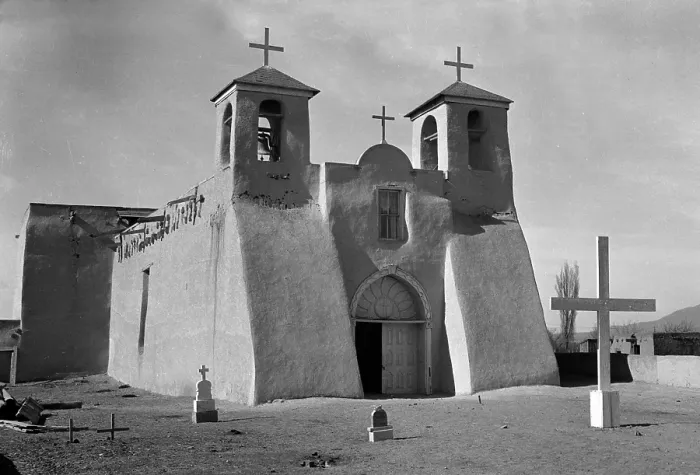 Framed Print : Churches, Mission Church of Ranchos de Taos, constructed in 1772, Ranchos de Taos, New Mexico, photograph by James M. Slack, 1934