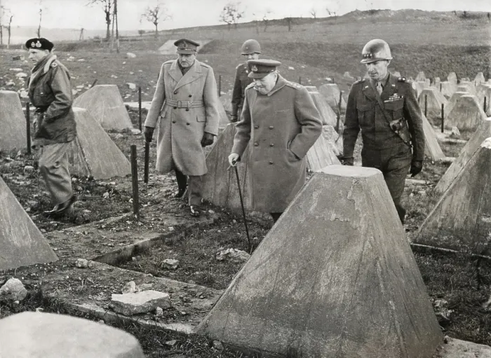 Framed Print : Churchill and Commanders visit the Western Front on March 4, 1945
