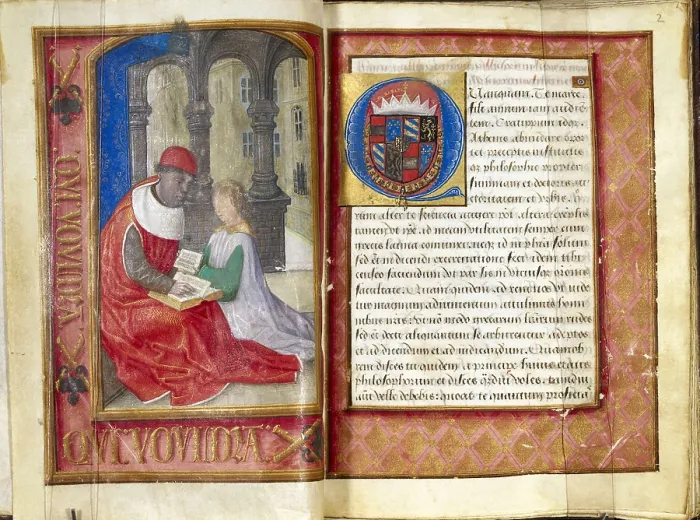 Framed Print : CICERO, Marcus Tullius (106-43 BC). Illuminated page from Cicero's treaty 'De Officiis'. Painting. SPAIN. San Lorenzo de El Escorial