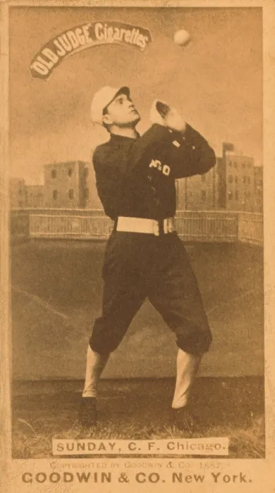 Framed Print : Cigarette card of Billy Sunday as a professional baseball player with the Chicago White Stockings