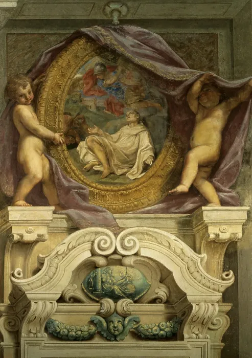 Framed Print : Cignani Carlo, Apparitions of the Archangel Michael, 1665, 17th Century, fresco, Italy, Emilia Romagna, Bologna, San Michele in Bosco Church