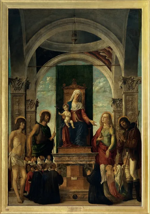 Framed Print : Cima da Conegliano Giovanni Battista known as Cima da Conegliano, Madonna and Child Enthroned with St Sebastian, St John the Baptist, St Mary Magdalene Framed Print : Cima da Conegliano Giovanni Battista known as Cima da Conegliano, Madonna and Child Enthroned with St Sebastian, St John the Baptist, St Mary Magdalene