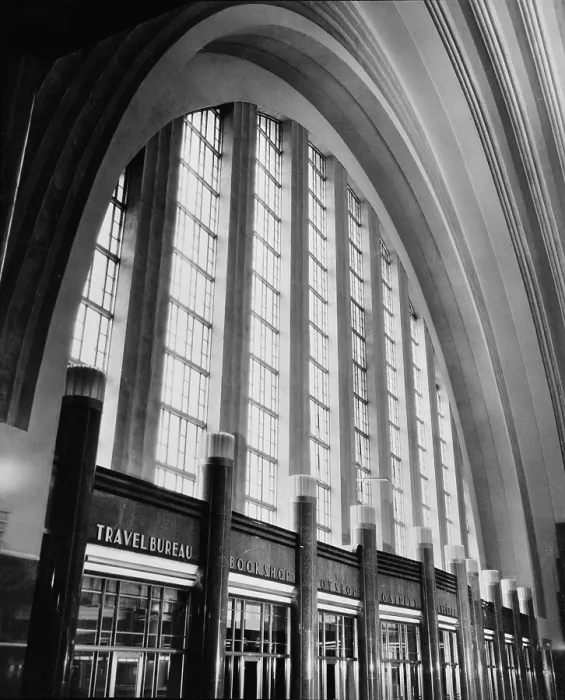 Framed Print : Cincinnati Union Terminal, west wall of concourse, constructed in 1933, partially demolished in 1974, Cincinnati, Ohio, photograph circa early 1970s Framed Print : Cincinnati Union Terminal, west wall of concourse, constructed in 1933, partially demolished in 1974, Cincinnati, Ohio, photograph circa early 1970s