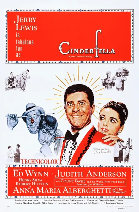 Framed Print : CINDERFELLA, from left: Ed Wynn, Jerry Lewis, far right: Judith Anderson, 1960