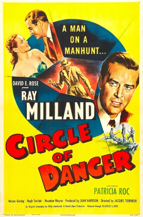 Framed Print : CIRCLE OF DANGER, British poster, faces from left: Ray Milland, Patricia Roc, 1951