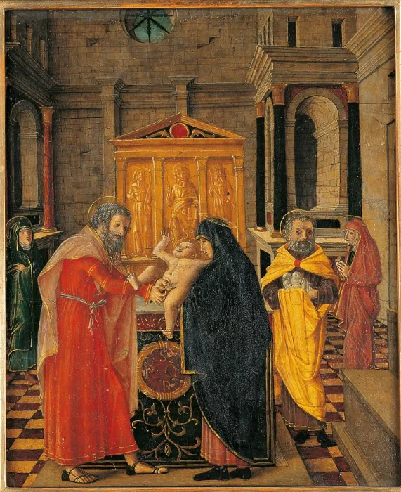 Framed Print : Circumcision of Christ, by Bernardino Butinone, 1450 - 1507, 15-16th Century, board - Italy, Lombardy, Bergamo, Carrara Academy. Whole artwork view