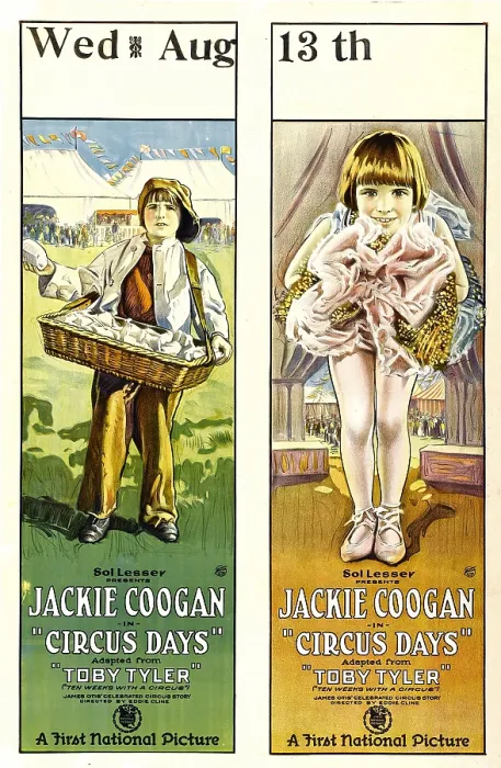 Framed Print : CIRCUS DAYS, left and right: Jackie Coogan on door panel style posters, 1923