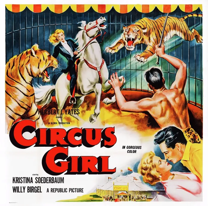 Framed Print : CIRCUS GIRL, (aka DIE GEFANGENE DES MAHARADSCHA), US poster art, Kristina Soderbaum, 1954