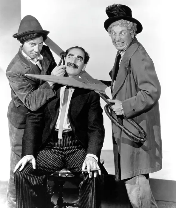 Framed Print : AT THE CIRCUS, from left: Chico Marx, Groucho Marx, Harpo Marx, 1939