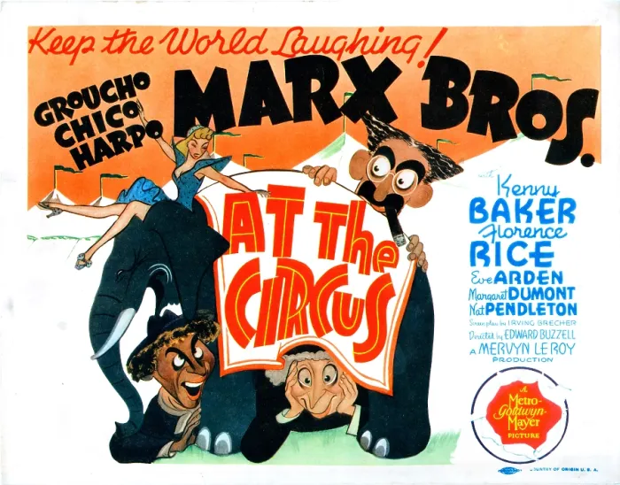Framed Print : AT THE CIRCUS US lobbycard, from left: Chico Marx, Harpo Marx, Groucho Marx (The Marx Brothers, 1939)