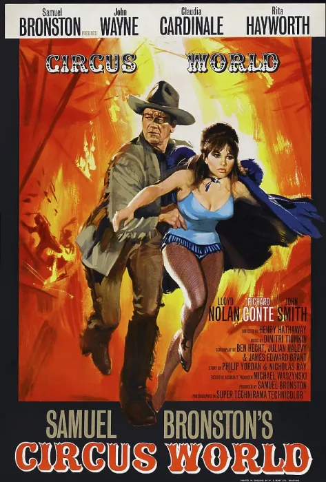 Framed Print : CIRCUS WORLD, US poster, from left: John Wayne, Claudia Cardinale, 1964
