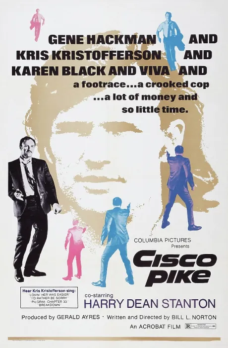 Framed Print : CISCO PIKE, from left: Gene Hackman, Kris Kristofferson on poster art, 1971